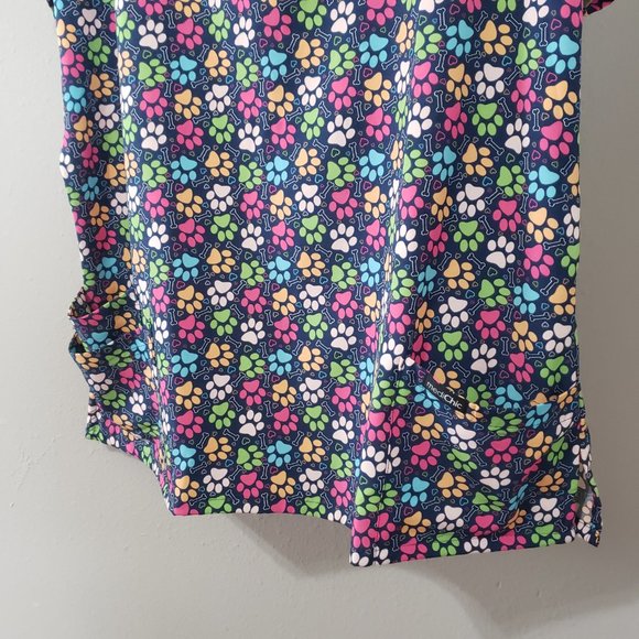 MediChic Paw Print Multicolor Scrub Top 2X - Picture 5 of 10